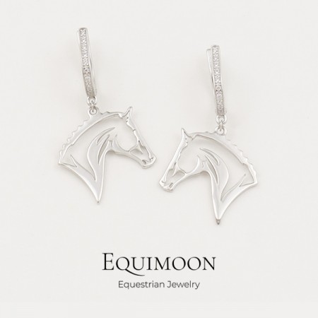 Серьги с англ. замком Лошадка прорезная cеребро EQUIMOON