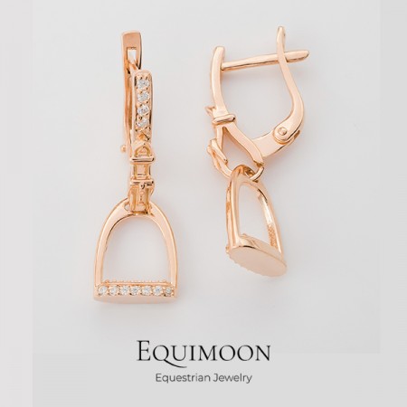 Серьги Стремена позолота с фианитами EQUIMOON
