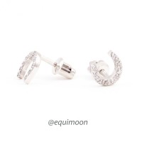 Серьги-Пусеты Подкова с дорожкой фианитов серебро EQUIMOON