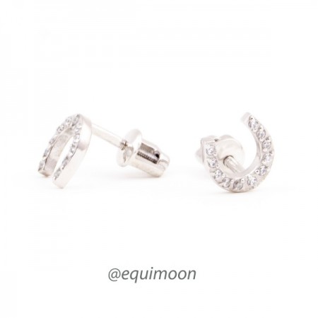 Серьги-Пусеты Подкова с дорожкой фианитов серебро EQUIMOON