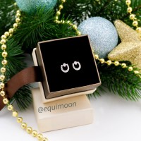 Серьги-Пусеты Подкова с центральным фианитом серебро EQUIMOON