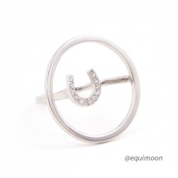 Кольцо "Подкова в сфере" с фианитами серебро EQUIMOON