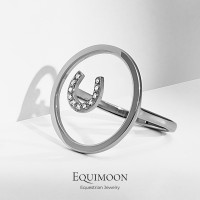 Кольцо "Подкова в сфере" с фианитами серебро EQUIMOON